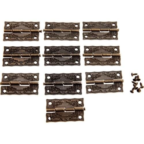 10Pcs 36*23mm Furniture Hinges Jewelry Chest Gift Wooden Box Wine Case Dollhouse Hinge for Jewelry Boxes Metal Bronze Hinges