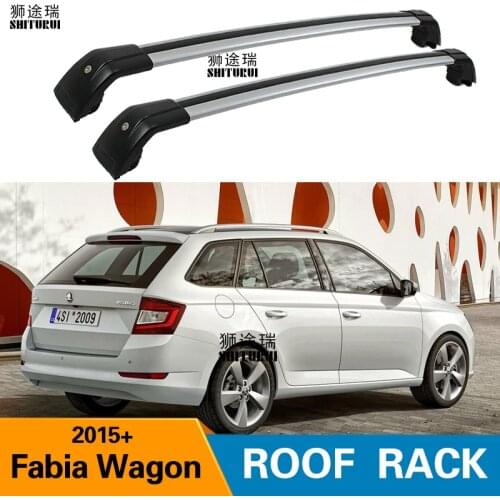 SHITURUI 2Pcs Roof Bars for SKODA Fabia Wagon Estate 2014-2019 Aluminum Alloy Side Bars Cross Rails Roof Rack Luggage Carrier