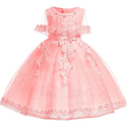2020 New Baby Girls Dress Kids Lace Christening Gown First Birthday Dress Children Clothing 0-2 Years Old