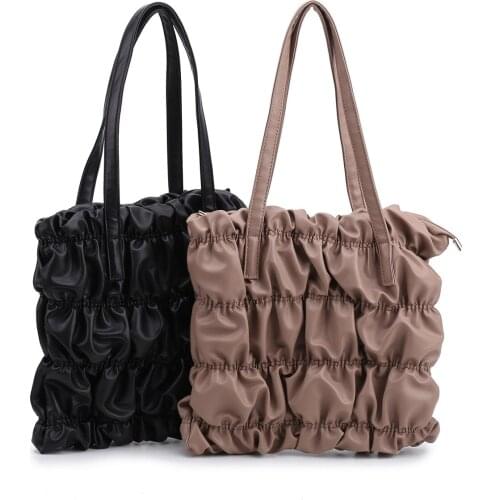 2021 New Design Womens Retro Handbag Waterproof Inflatable Space PU Leather Fold Pleated Elegant Zipper Shoulder Bag/CT34733