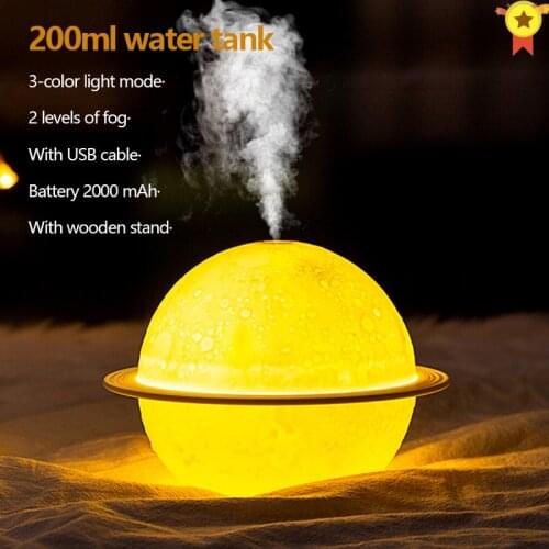 200ML 3D Moon Lamp Air purifier Touch Aromatherapy Machine Mist Anti-Drying USB Filter Air Humidifier Moon-Shaped with Stands