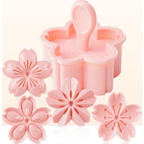 5pcs/set Sakura Cookie Mold Stamp Biscuit Mold Cutter Pink Cherry Blossom Mold Flower Charm DIY Floral Mold Fondant Baking Tool