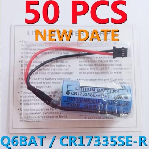 50 PACK CR17335SE-R/3V Q6BAT PLC 3V 1700mAh Li-ion Battery For Mitsushibi Q25PRHCPU Q170HBATC PLC Lithium Battery with Plugs