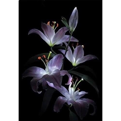 5D Diamond Mosaic Full Squarer/Round Diamond Embroidery flowers DIY Diamond Painting Purple lily Rhinestone Decor Paintings KL07