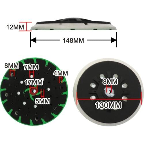 6 Inch(150mm) 48-Hole Dust-Free Hard Back-up Sanding Pad Soft Grinding Pad for 6" Hook&Loop Sanding Discs for Festool Sander