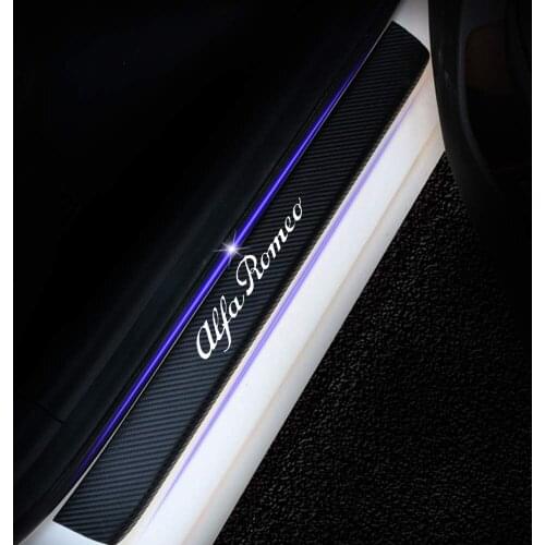 4Pcs Car Accessories Carbon fiber vinyl door sill sticker Decal For alfa romeo 159 147 156 giulietta 147 159 Car Styling Emblems