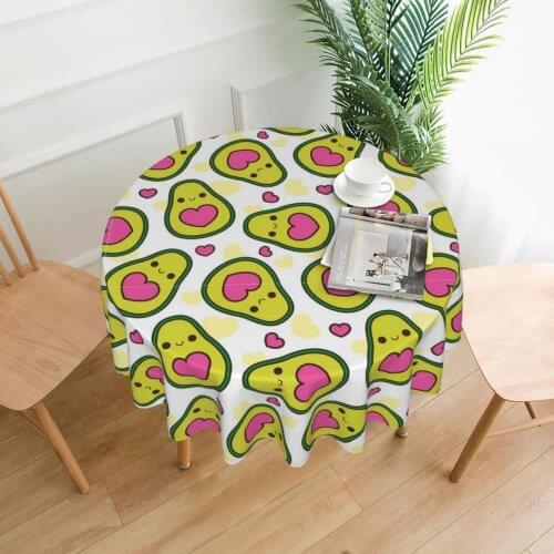 European Fruit Round Tablecloth Hot Stamping Printed Avocado Fabric Holiday Coffee Table Cover Christmas Red Banquet