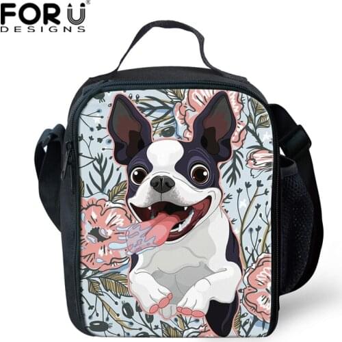 FORUDESIGNS Portable Lunch Bags Insulated New Design Thermal Flower Dog Print Lunch Box Tote Storage Bag Picnic Food Picnic Bag
