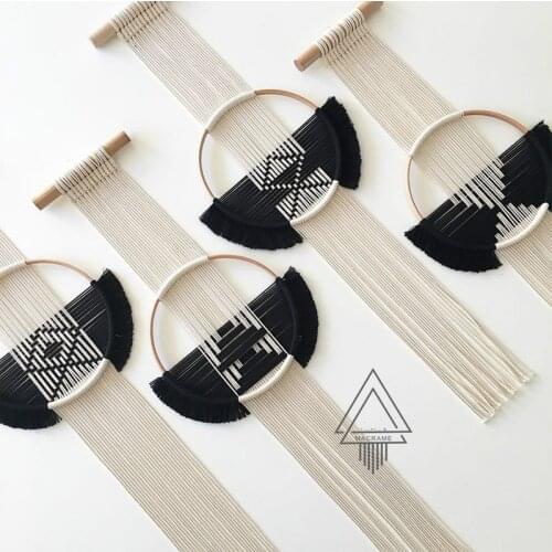 Cotton woven circular tapestry combined wall hanging restaurant creative wall hanging soft decoration