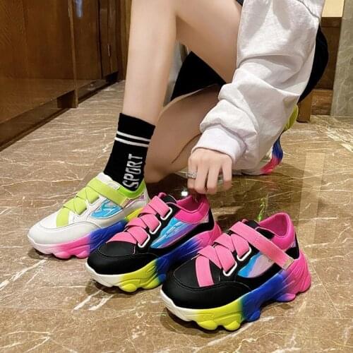 New Spring Fashion Colorful Sneakers Womens Chunky Shoes Black Casual Autumn Platform Walking Tenis Mujer Zapatos Size 35-41
