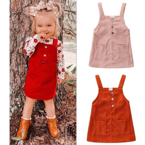 2021-07-21 Lioraitiin 1-6Years Toddler Baby Girl Summer Dress Solid Overalls Square Collar Suspender Skirt with Pockets