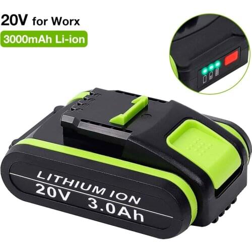 20V 3000mAh Li-Ion Rechargeable Replacement Battery for Worx Power Tool WA3551 WA3553 WX390 WX176 WX178 WX550 WX386 WX678 WG169E
