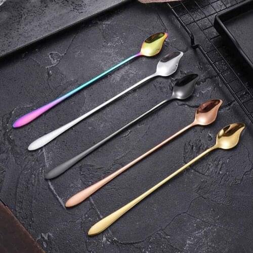 Stainless Steel Stirred Spoon Long Handle Titanium Gold ice cream Spoon Coffee Mixing Spoon Dinnerware Tools Kitchen Accessories