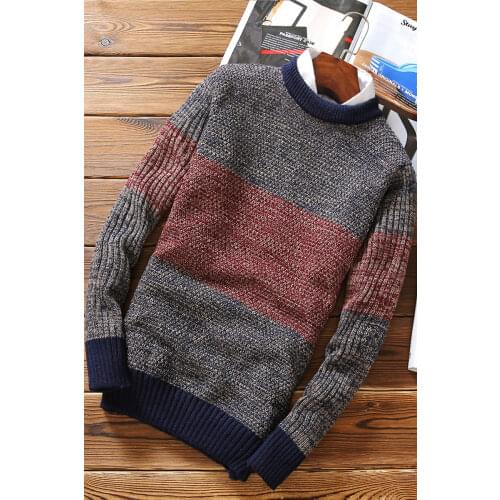 Fashion Autumn Winter Slim Fit Mens Sweaters for 2019 O-neck Casual Pullover Men Sweater Patchwork Knitted Sweaters Men