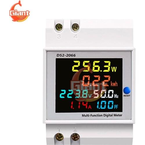 6IN1 Din Rail AC Monitor 110V 220V 380V 100A Voltage Current Power Factor Active KWH Electric Energy Frequency Meter VOLT AMP