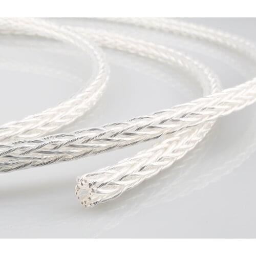 New 1meter Braid 8AG High Purity Silver Plated OCC Speaker Cable 16 Strands Audio speaker Wire HIFI DIY