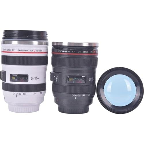 New 24-105MM Lens Camera Travel Coffee Tea Cup Mug Lens Creative Cup Stainless Steel Brushed Liner Black New Arrival 2021