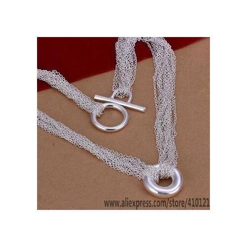 N003 Lucky Charm Silver Color Pendants For Women Jewelry Necklace Girl Lady Accessories Fashion Mesh Shape O Necklace /dce