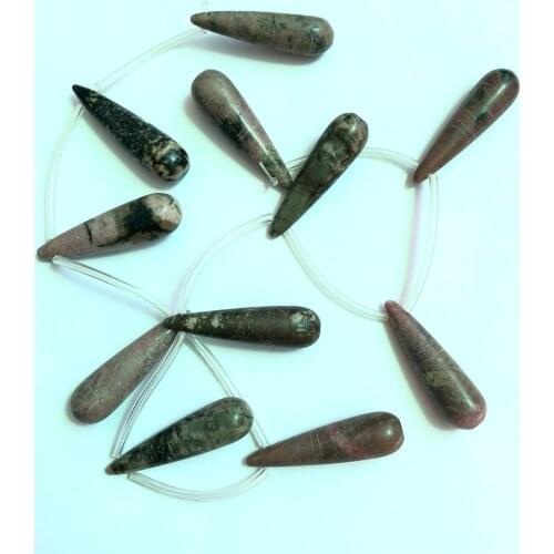 Wholesale 1string Natural Rhodonite Gem stone Beads10x37mm Water Drop Beads,Loose Stone Beads For Jewelry making 15.5"