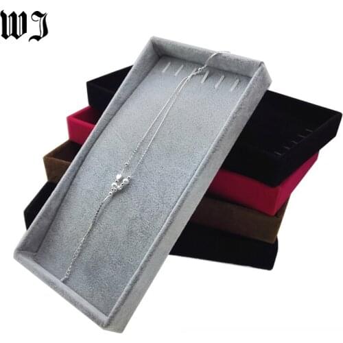 Wholesale Superior Velvet Pendant Necklace Chain Jewelry Display Tray Colliers Organizer Showcase Storage Box 11*22*3cm
