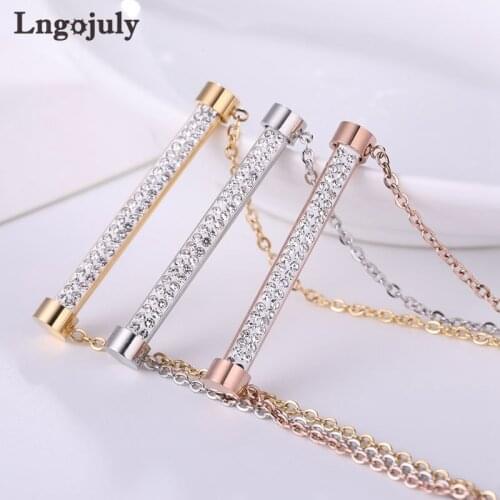 Titanium Steel Zirconia Necklaces For Women Anniversary Engagement Wedding Pendant Necklace Accessoeries Jewelry Gift Wholesale