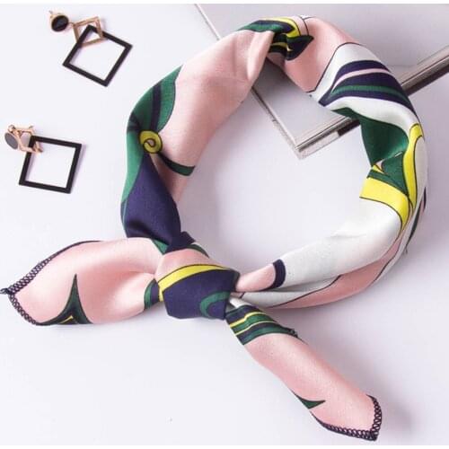 2021 Square Silk Scarf Women Fashion Print Small Neck Scarfs Office Lady Hair Band Foulard Kerchief Shawl Headwear Head Scarf