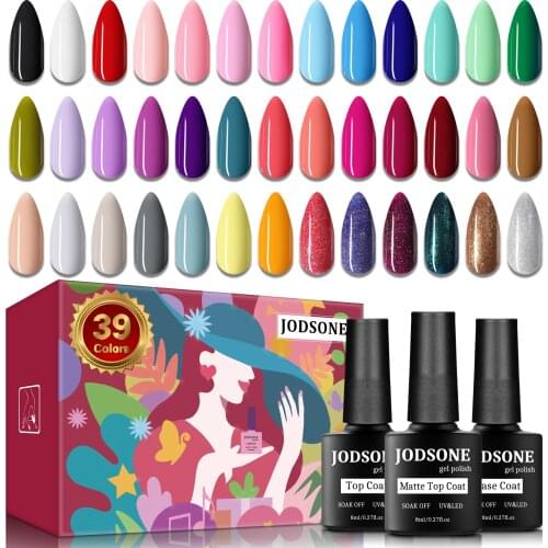 JODSONE 39 Type Gel nail polish Semi-permanent varnish 8 ml Exquisite Gift Box Per Bottle With Matt Base Top Coat For Nail Art