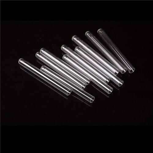 10Pcs/Set Transparent Tubes 100mm Long Thick Wall Test Tube Pyrex Glass Blowing Test Tube Round Bottom Tube Vial no-Cap