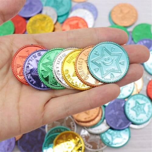 Lucky Pirate Gold Coins Plastic Set of 100,Play Gold Treasure Coins for Play T3LA
