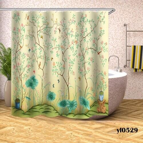 Flower Branch Shower Curtains Leaves Tree Bath Curtains Waterproof For Bathroom Bathtub Large Wide Bathing Cover Tenda Da Doccia