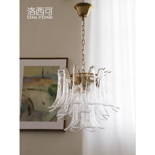 Medieval art glass chandelier American retro vintage bedroom living room dining room light luxury French lamp