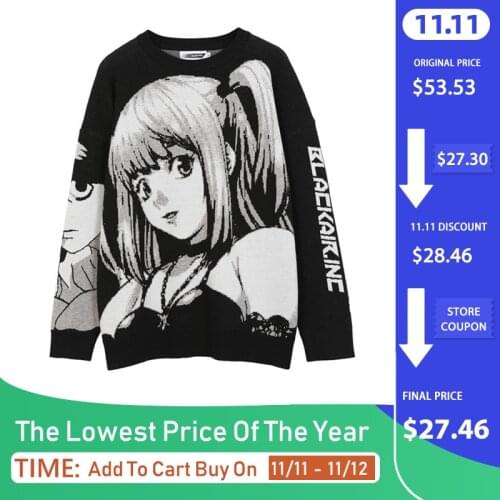Goth Harajuku Knitted Sweater Women Oversized Japanese Vintage Streetwear Winter Pullover Anime Jumper Sweater Gothic Clothes