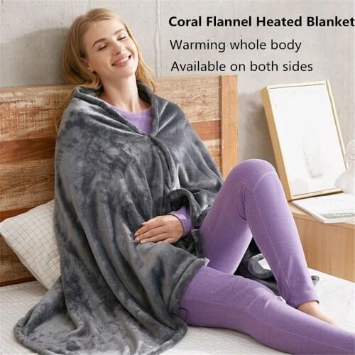 Usb Heated Warm Shawl Electric Heating Plush Throw Blanket Heated Cape Heating Lap Blanket Coral Flannel Heated Blanket