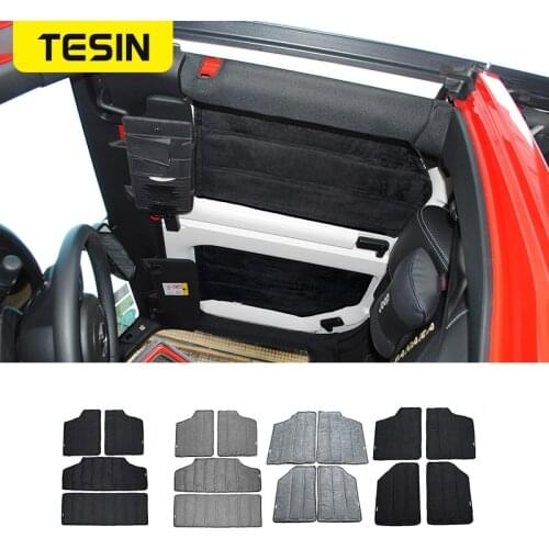 TESIN Car Interior Decoration Accessories Roof Mesh Hardtop Heat Insulation Cotton Kit for Jeep Wrangler JK 2012 Up Car Styling
