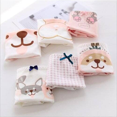 Lovely Cartoon Corgi Dog Pattern Underwear For Women Cotton Menstrual Panties Soft Girls Student Briefs Ladies Lingerie S1349