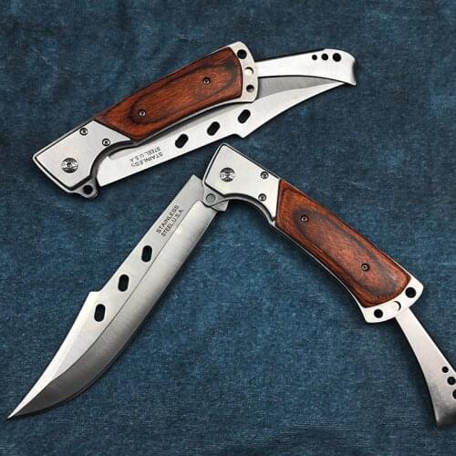 11.60'' Utility Knives Tactical Multi-function Folding Blade Knife Woodle Handle Self-Defense Pocket Flip Knives Collection GIFT