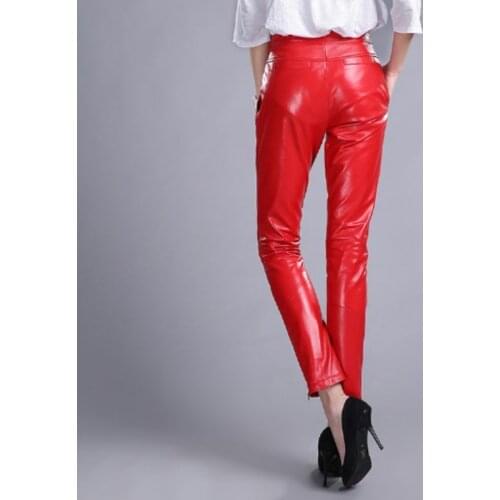 100% Sheepskin Genuine Leather Pants Women Long Trousers Zipper Pencil Pants Office Ladies Slim Fit Pants Bootcut Plus Size 4XL