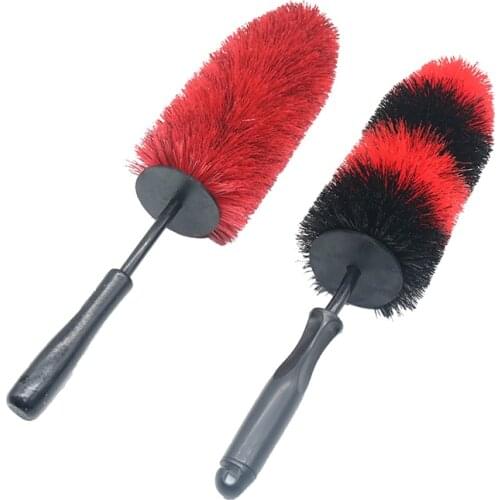 1 Pcs Car Rim Wheel Spoke Engine Bay Brushes Flexible Soft Hair Cleaning Tools With Rubber Cap For Detailers