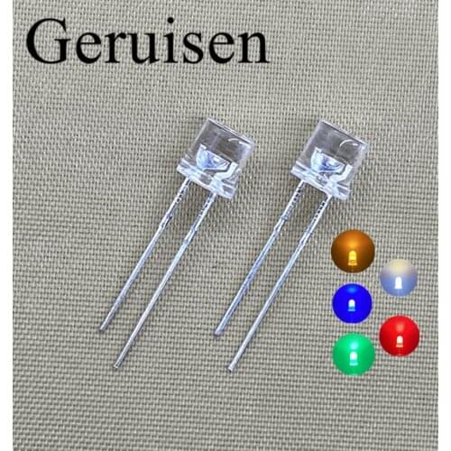 100pcs 5mm Flat Top White Red Pink Yellow Blue Wide Angle Light Lamp Diode LED Ultra Bright Bulbs Emitting Diode F5 5mm Lamp