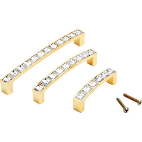 1x Modern Diamond Crystal Door Handles Zinc Alloy Cabinet Pulls Drawer Knobs European Wardrobe Furniture Handle