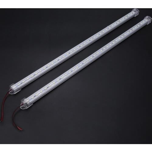 2pcs 50cm 5630 36LED 12V DC Car Auto Interior Strip Light Bar Van Caravan Cold White Strip Lamp DIY Accessories Parts