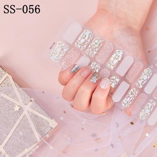 22tips/sheet New SS Series Nail Art Stickers Glitter Sequin Leaf Simple Summer DIY Slider Full Cover Wraps for Manicuring Tattoo