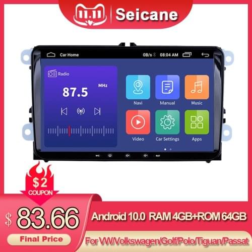 Harfey Car GPS Radio 9" 2din Android 10.0 API 29 car multimedia Player for VW Volkswagen SEAT LEON CUPRA Skoda Passat b5 b6 CC