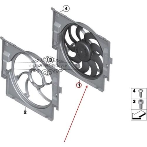 Car Water tank fan Air conditioning fan Cooling fan Suitable for F31b mw2011 Water tank cooling electronic fan Blower fan