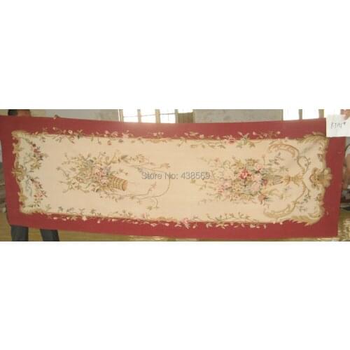 Free shipping 100% Woolen Aubusson Tapestry for Home decoration handmade Chinese traditional craft, beige and red floral
