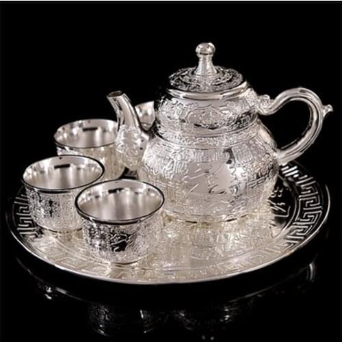 Pak Fook Tea Set Handmade Kettle Brewing Teapot Silver Outdoor Portable Teapot Set Tea Ceremony Exquisite Gift Kung Fu Tea Set