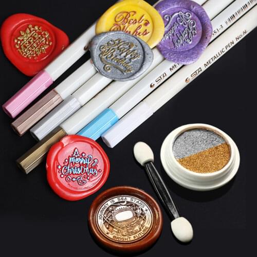 Decoration Wax Seal Metallic Pen Color Mark Pens Greeting Card Pen Photo DIY Pen Vintage Wax Stamp Markers