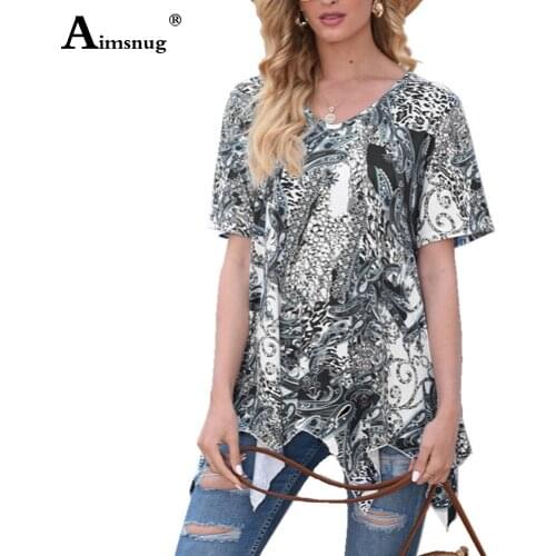 Plus Size 4xl 5xl Ladies Bohemian 3D Print T-shirt Sexy Fashion Womens Top Clothing 2021 Summer New Irregular Tees shirt Femme