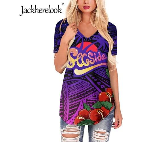 Jackherelook Casual Women T Shirt Gradient Polynesian Tribal Floral Brand Design Plus Size Top Ladies Tshirts Camisetas de Mujer