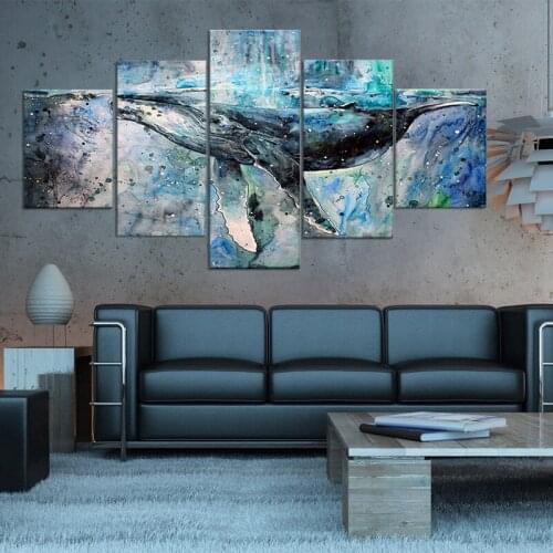 Canvas Painting the abstract dolphin swimming 5 Pieces Wall Art Painting Modular Wallpapers Poster Print living room Home Decor